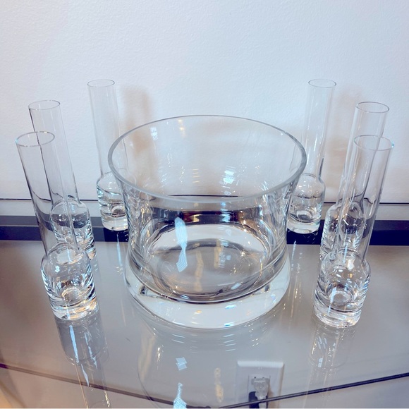 Set of 6 crystal vodka shot glasses and Ice bucket set - Picture 4 of 6
